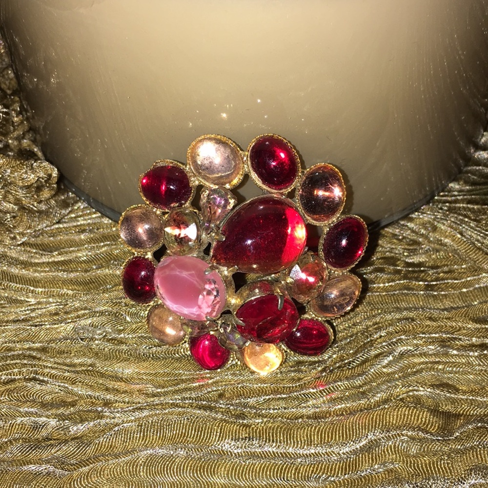 Vintage Brooch With Gems #66